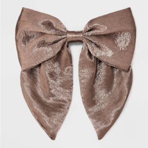 Shiny Satin Bow Hair Barrette - a New Day Brown New